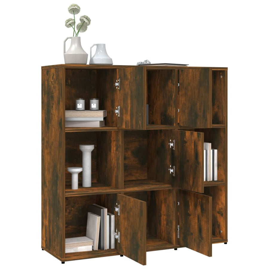 Boekenkast 90X30X90 Cm Bewerkt Hout Kleurig Gerookt eiken