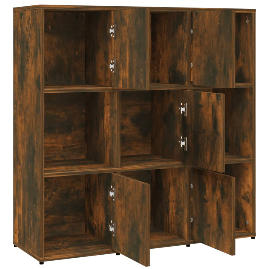 Boekenkast 90X30X90 Cm Bewerkt Hout Kleurig Gerookt eiken