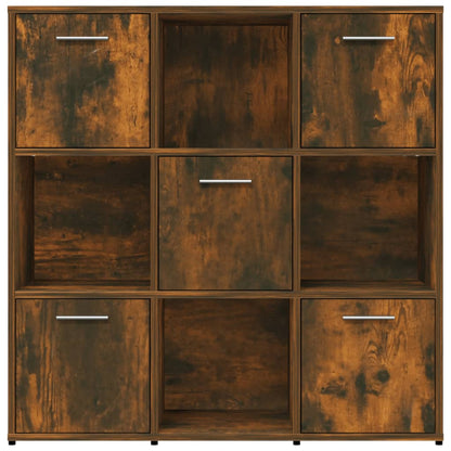 Boekenkast 90X30X90 Cm Bewerkt Hout Kleurig Gerookt eiken