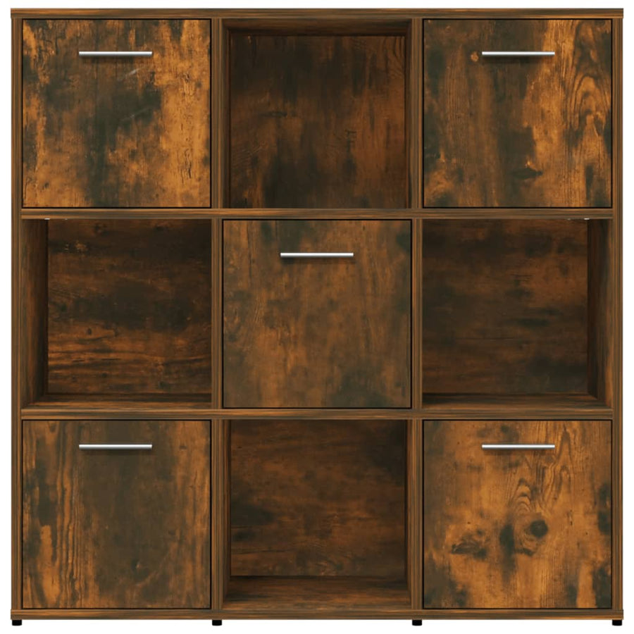 Boekenkast 90X30X90 Cm Bewerkt Hout Kleurig Gerookt eiken