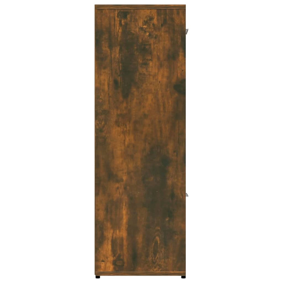 Boekenkast 90X30X90 Cm Bewerkt Hout Kleurig Gerookt eiken