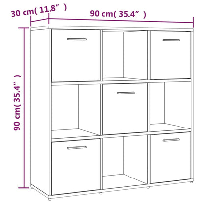 Boekenkast 90X30X90 Cm Bewerkt Hout Kleurig Gerookt eiken