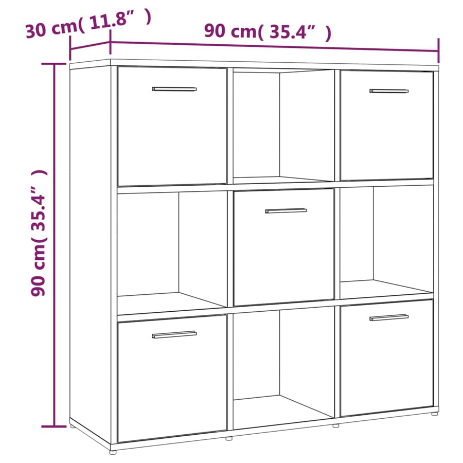 Boekenkast 90X30X90 Cm Bewerkt Hout Kleurig Gerookt eiken