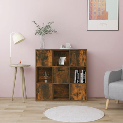 Boekenkast 90X30X90 Cm Bewerkt Hout Kleurig Gerookt eiken