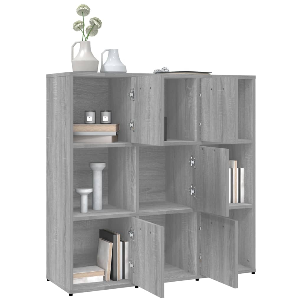 Boekenkast 90X30X90 Cm Bewerkt Hout Eikenkleurig Grijs sonoma