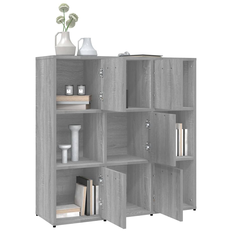 Boekenkast 90X30X90 Cm Bewerkt Hout Eikenkleurig Grijs sonoma