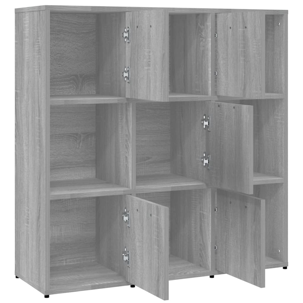 Boekenkast 90X30X90 Cm Bewerkt Hout Eikenkleurig Grijs sonoma