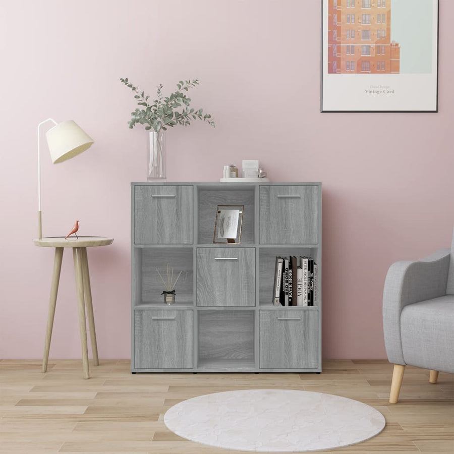 Boekenkast 90X30X90 Cm Bewerkt Hout Eikenkleurig Grijs sonoma