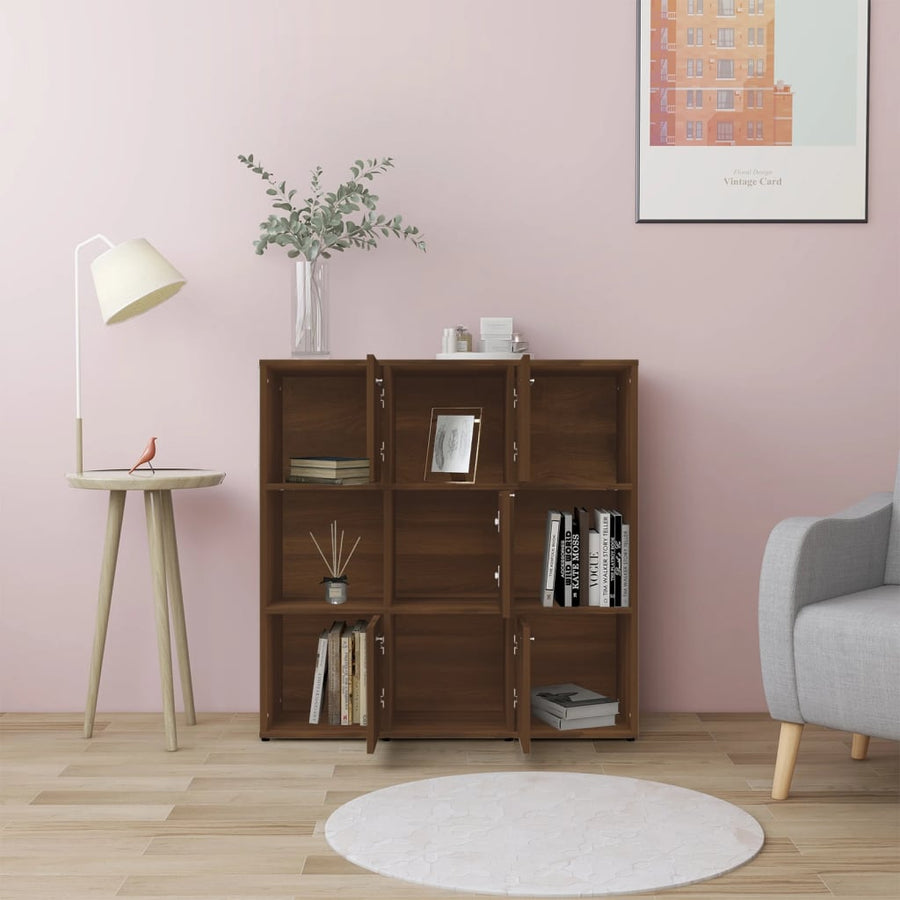 Boekenkast 90x30x90 cm bewerkt hout bruineikenkleurig bruin eikenkleur