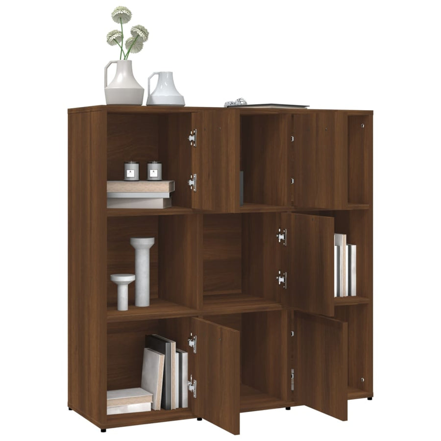 Boekenkast 90x30x90 cm bewerkt hout bruineikenkleurig bruin eikenkleur