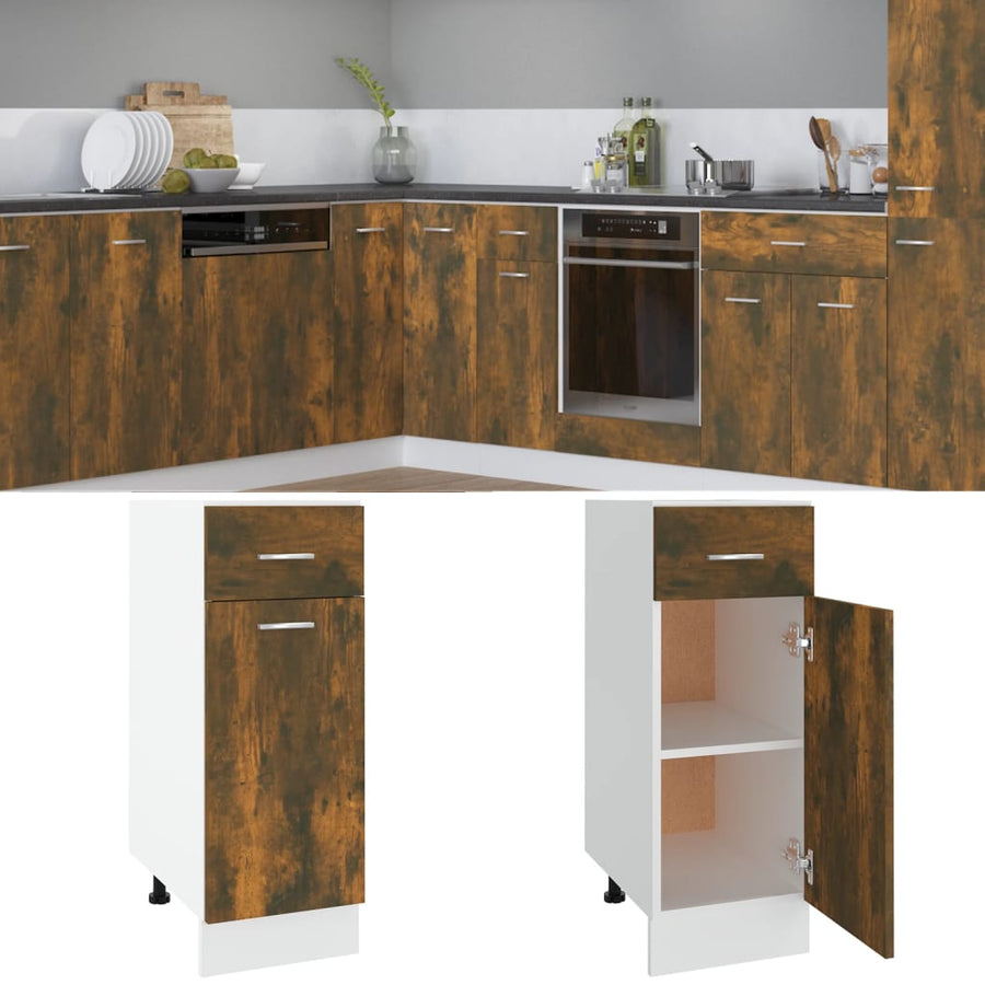 Onderkast Met Lade 30X46X8,5 Cm Bewerkt Hout Gerookt Eiken Onderkast met lade 30 cm