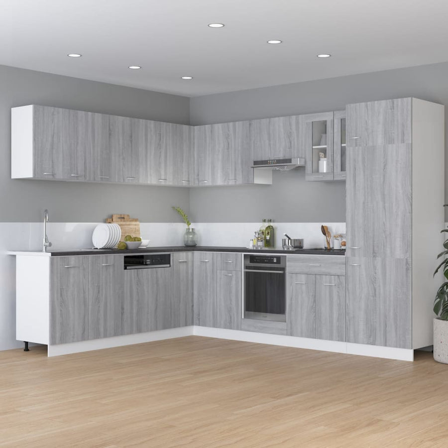 Onderkast Met Lade 30X46X81,5 Cm Bewerkt Hout Grijs Sonoma Grijs Sonoma Onderkast met lade 30 cm