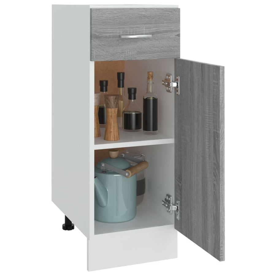 Onderkast Met Lade 30X46X81,5 Cm Bewerkt Hout Grijs Sonoma Grijs Sonoma Onderkast met lade 30 cm