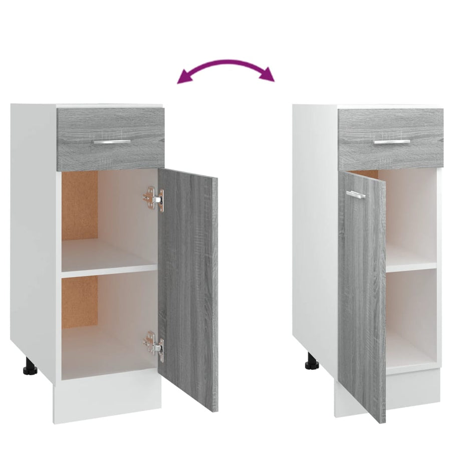 Onderkast Met Lade 30X46X81,5 Cm Bewerkt Hout Grijs Sonoma Grijs Sonoma Onderkast met lade 30 cm