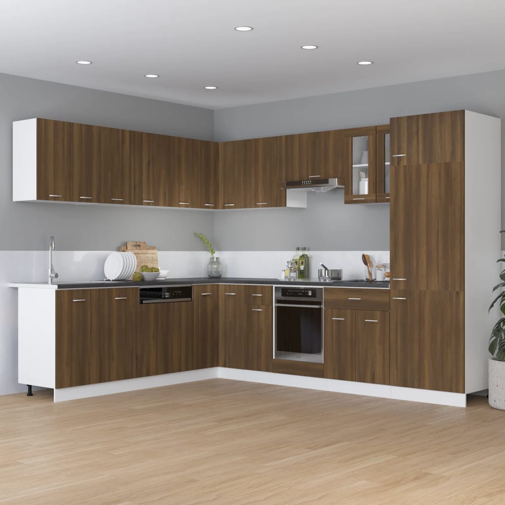 Onderkast Met Lade 30X46X81,5 Cm Bewerkt Hout Bruin Eikenkleur Bruineiken Onderkast met lade 30 cm