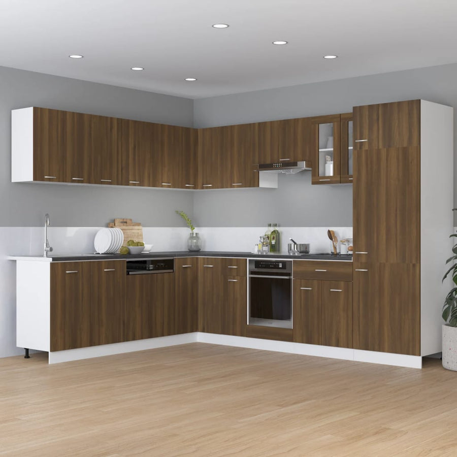 Onderkast Met Lade 30X46X81,5 Cm Bewerkt Hout Bruin Eikenkleur Bruineiken Onderkast met lade 30 cm