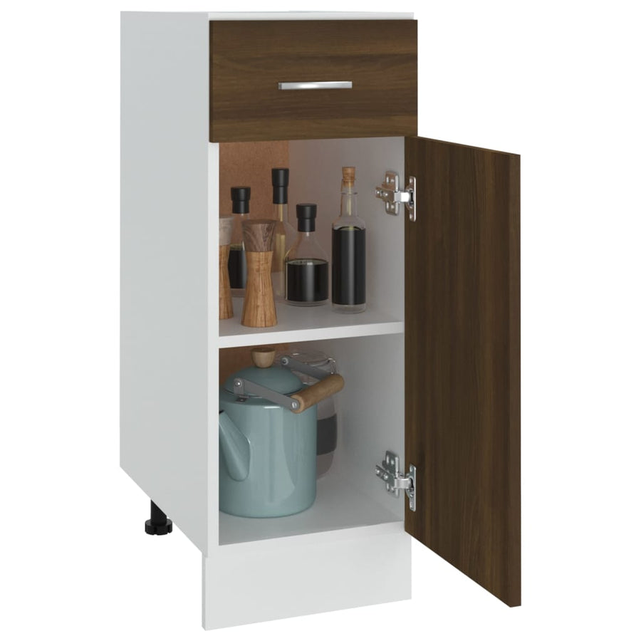 Onderkast Met Lade 30X46X81,5 Cm Bewerkt Hout Bruin Eikenkleur Bruineiken Onderkast met lade 30 cm