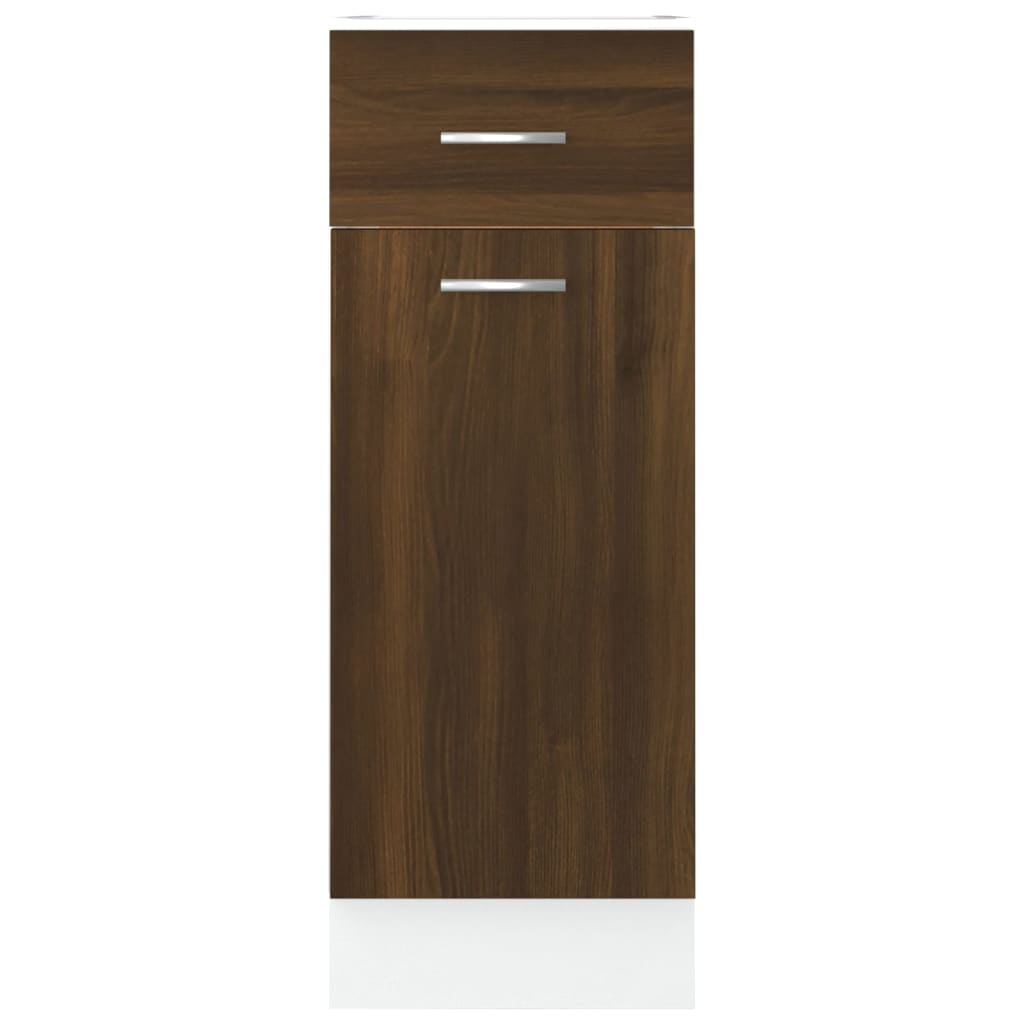 Onderkast Met Lade 30X46X81,5 Cm Bewerkt Hout Bruin Eikenkleur Bruineiken Onderkast met lade 30 cm