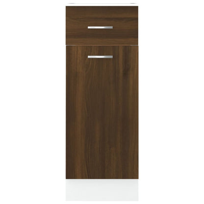 Onderkast Met Lade 30X46X81,5 Cm Bewerkt Hout Bruin Eikenkleur Bruineiken Onderkast met lade 30 cm