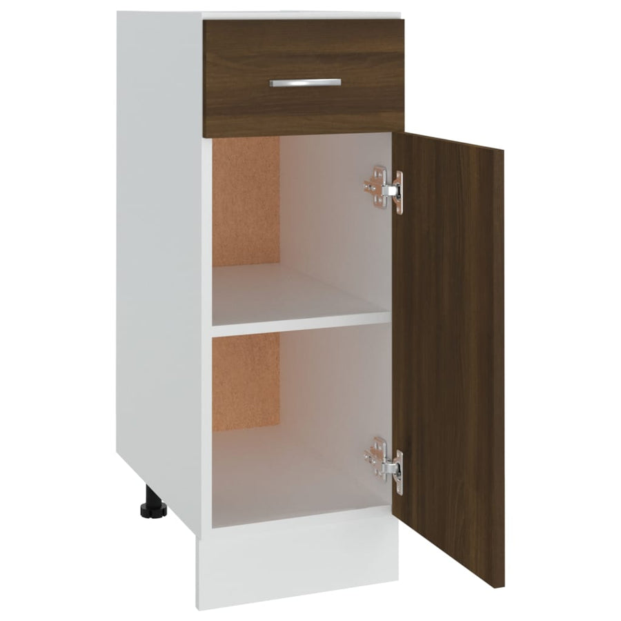 Onderkast Met Lade 30X46X81,5 Cm Bewerkt Hout Bruin Eikenkleur Bruineiken Onderkast met lade 30 cm