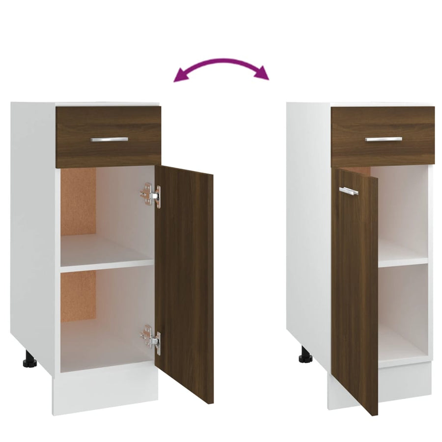 Onderkast Met Lade 30X46X81,5 Cm Bewerkt Hout Bruin Eikenkleur Bruineiken Onderkast met lade 30 cm