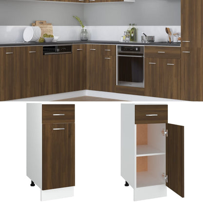 Onderkast Met Lade 30X46X81,5 Cm Bewerkt Hout Bruin Eikenkleur Bruineiken Onderkast met lade 30 cm