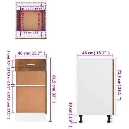 Onderkast met lade 40x46x81,5 cm bewerkt hout gerookt eiken Gerookt eiken