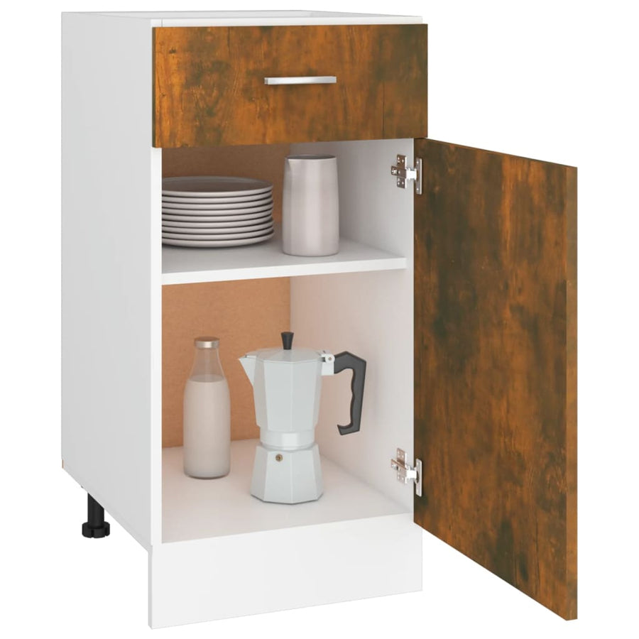 Onderkast met lade 40x46x81,5 cm bewerkt hout gerookt eiken Gerookt eiken