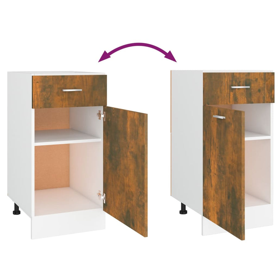 Onderkast met lade 40x46x81,5 cm bewerkt hout gerookt eiken Gerookt eiken