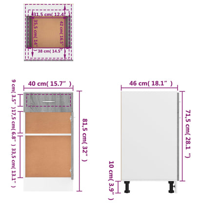 Onderkast Met Lade 40X46X8,5 Cm Bewerkt Hout Grijs Sonoma Onderkast met lade 40 cm