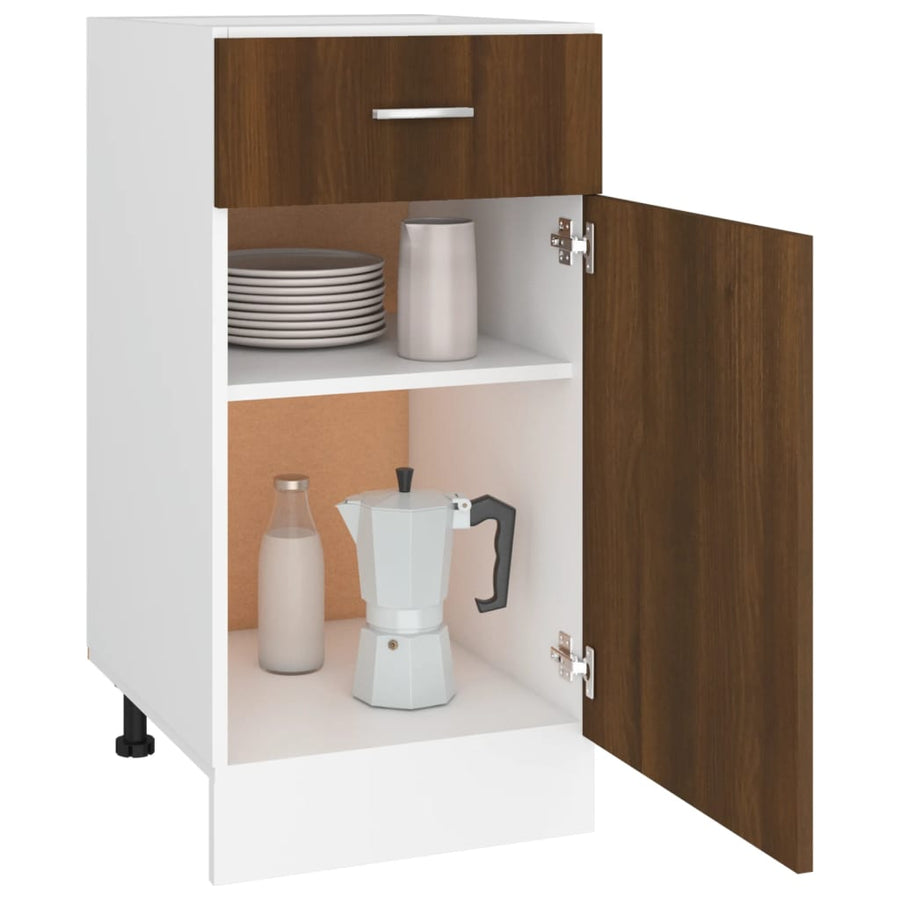 Onderkast Met Lade 40X46X8,5 Cm Bewerkt Hout Bruin Eikenkleur Bruineiken Onderkast met lade 40 cm