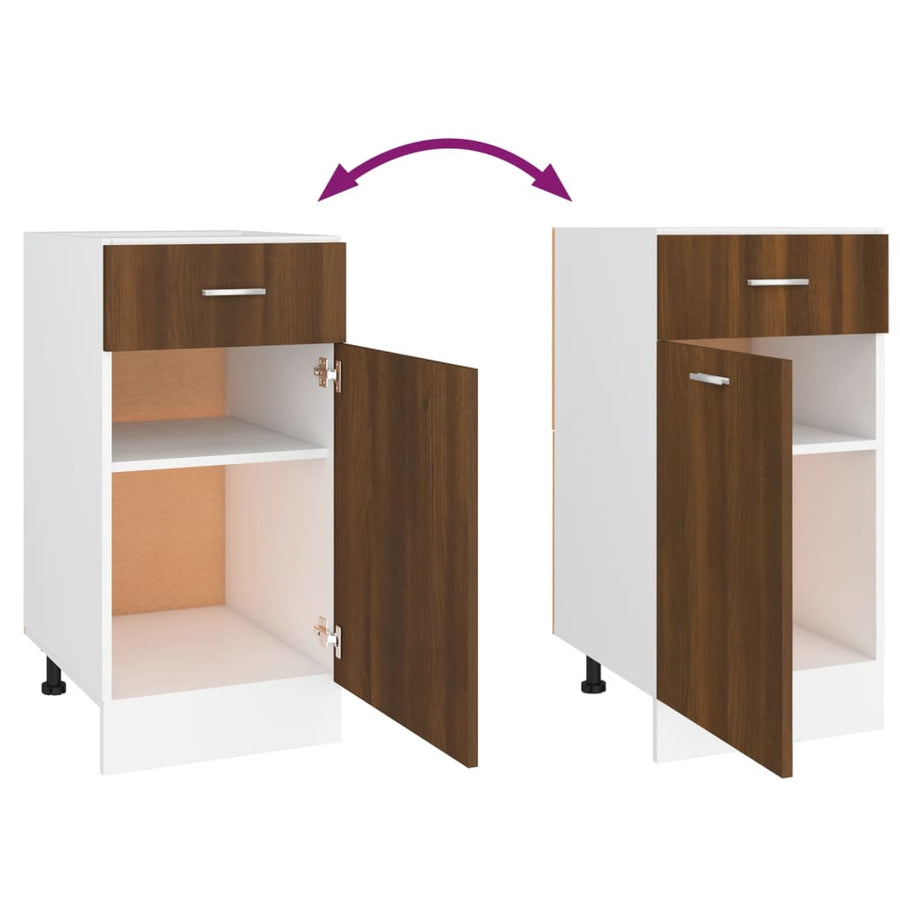 Onderkast Met Lade 40X46X8,5 Cm Bewerkt Hout Bruin Eikenkleur Bruineiken Onderkast met lade 40 cm