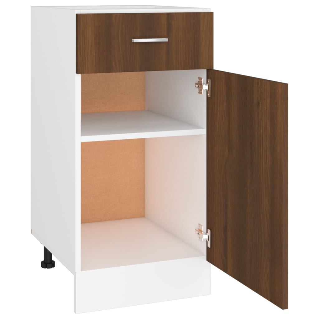 Onderkast Met Lade 40X46X8,5 Cm Bewerkt Hout Bruin Eikenkleur Bruineiken Onderkast met lade 40 cm