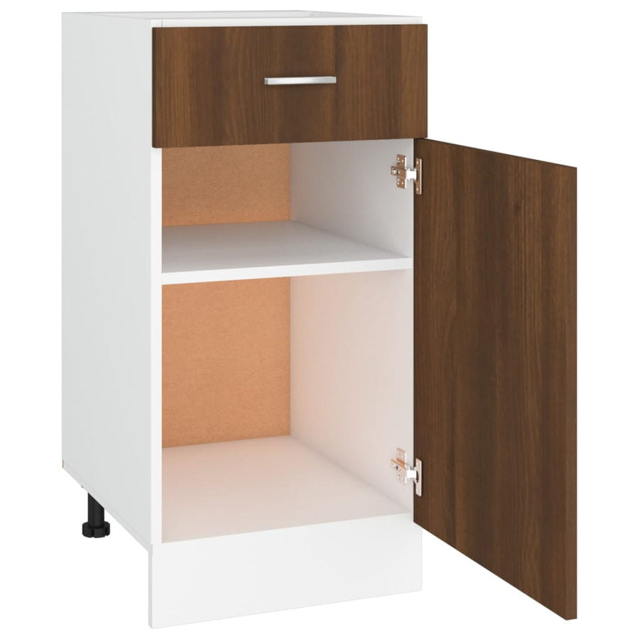 Onderkast Met Lade 40X46X8,5 Cm Bewerkt Hout Bruin Eikenkleur Bruineiken Onderkast met lade 40 cm