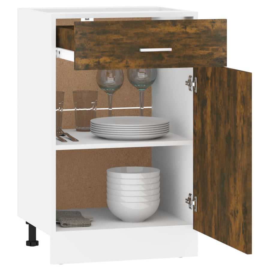Onderkast met lade 50x46x81,5 cm bewerkt hout gerookt eiken Gerookt eiken