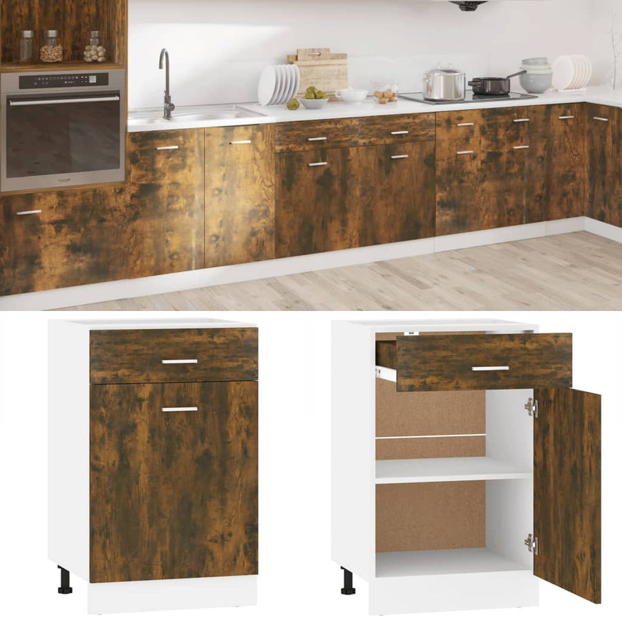 Onderkast met lade 50x46x81,5 cm bewerkt hout gerookt eiken Gerookt eiken