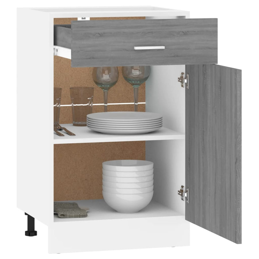 Onderkast met lade 50x46x81,5 cm bewerkt hout grijs sonoma Onderkast met lade 50 cm