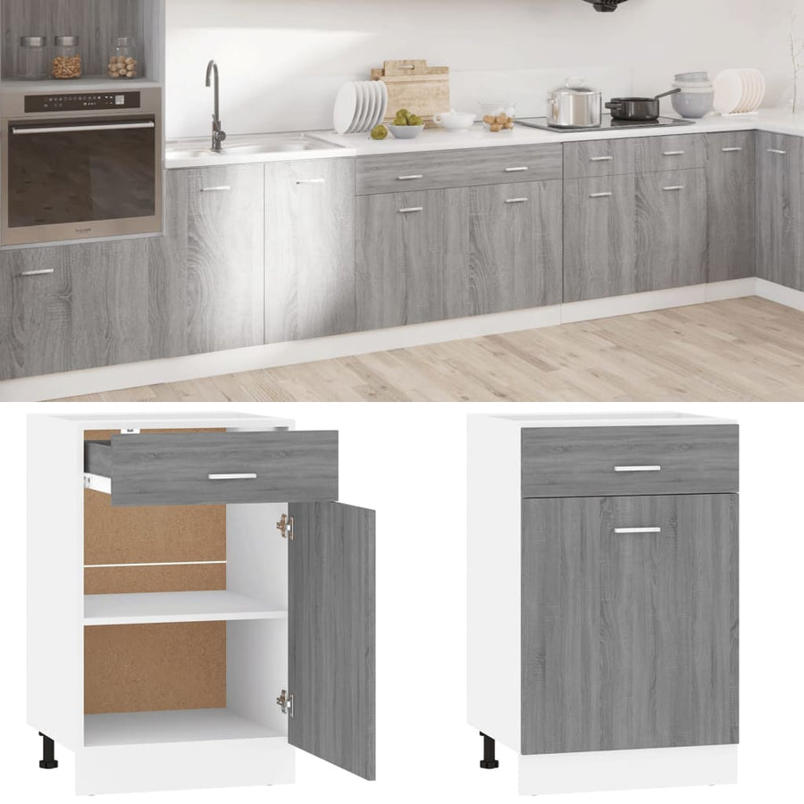Onderkast met lade 50x46x81,5 cm bewerkt hout grijs sonoma Onderkast met lade 50 cm