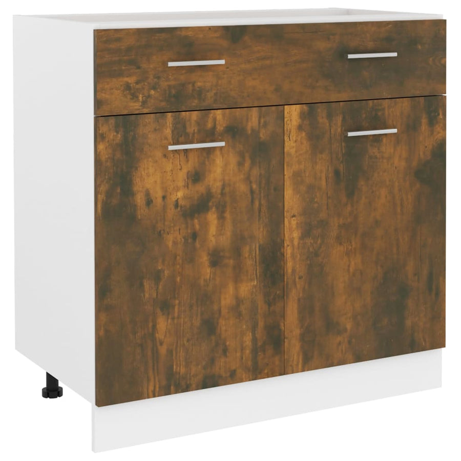 Onderkast met lade 80x46x81,5 cm bewerkt hout gerookt eiken Gerookt eiken