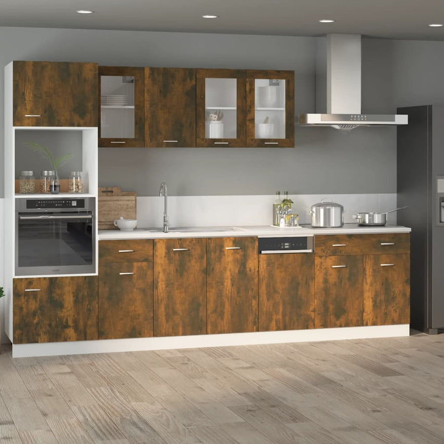 Onderkast met lade 80x46x81,5 cm bewerkt hout gerookt eiken Gerookt eiken