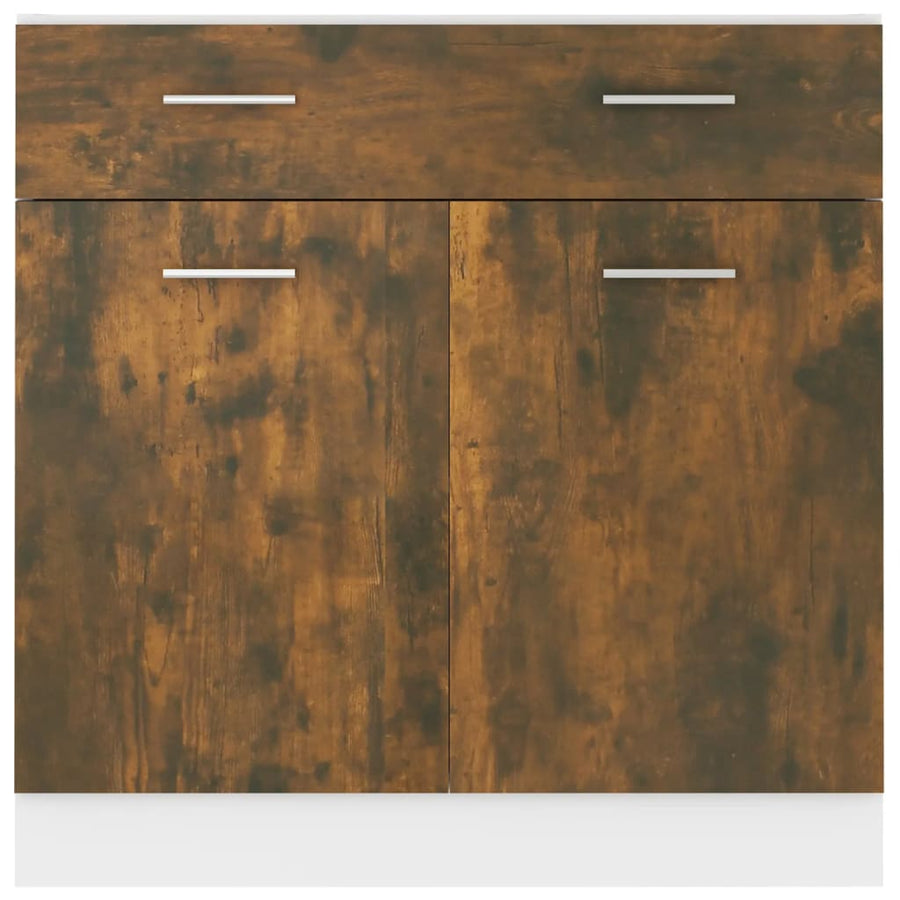 Onderkast met lade 80x46x81,5 cm bewerkt hout gerookt eiken Gerookt eiken