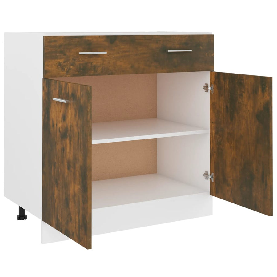 Onderkast met lade 80x46x81,5 cm bewerkt hout gerookt eiken Gerookt eiken