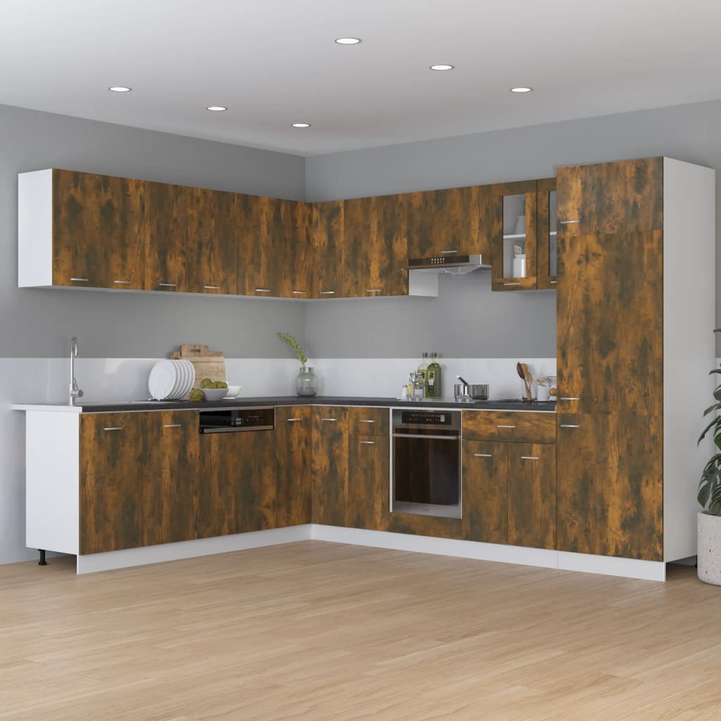 Keukenkastje 75,5x75,5x80,5 cm bewerkt hout gerookt eikenkleur Hoekonderkast