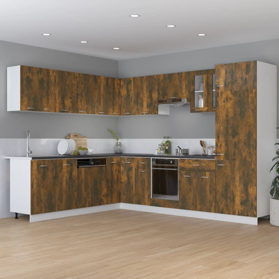 Keukenkastje 75,5x75,5x80,5 cm bewerkt hout gerookt eikenkleur Hoekonderkast