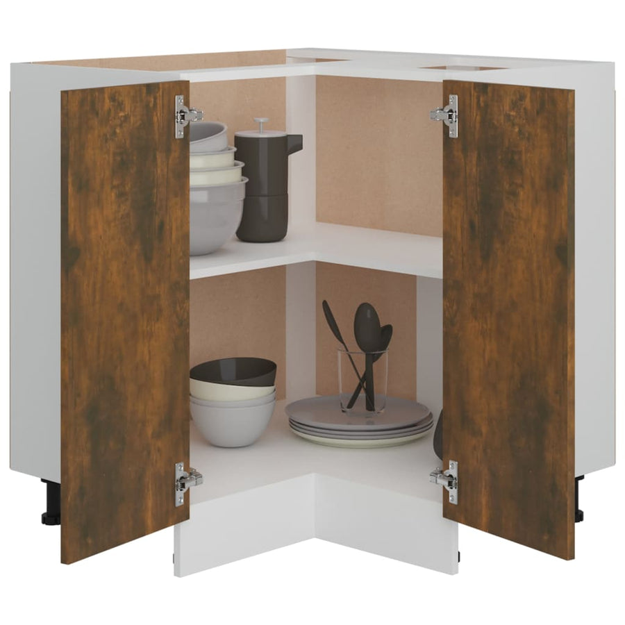 Keukenkastje 75,5x75,5x80,5 cm bewerkt hout gerookt eikenkleur Hoekonderkast