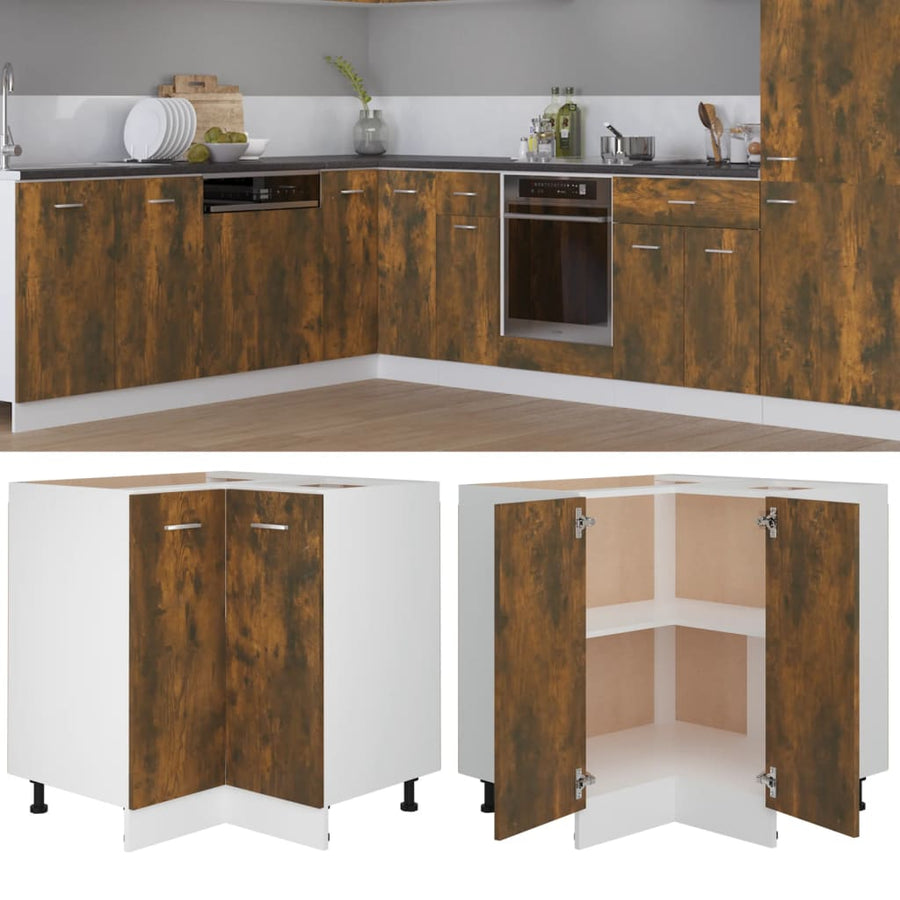 Keukenkastje 75,5x75,5x80,5 cm bewerkt hout gerookt eikenkleur Hoekonderkast