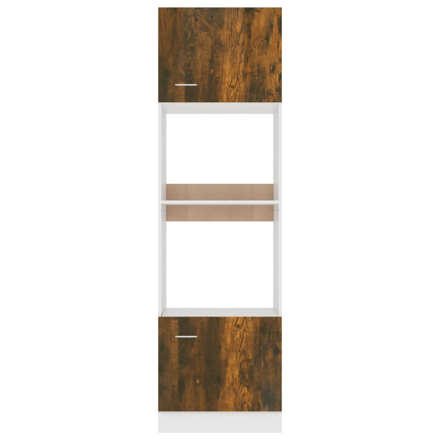 Magnetronkast 60x57x207 cm bewerkt hout gerookt eiken Magnetronkast