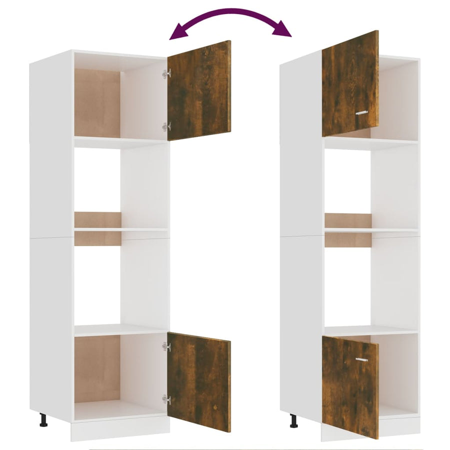Magnetronkast 60x57x207 cm bewerkt hout gerookt eiken Magnetronkast