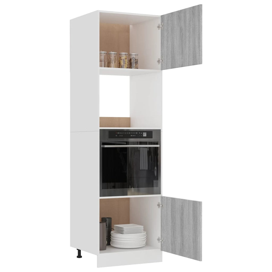 Magnetronkast 60x57x207 cm bewerkt hout grijs sonoma eiken Magnetronkast