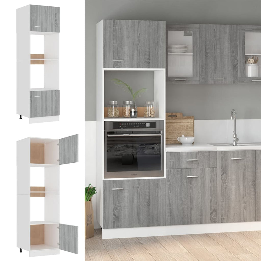 Magnetronkast 60x57x207 cm bewerkt hout grijs sonoma eiken Magnetronkast